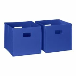 Discount 😍 RiverRidge 2-Piece Traditional Fabric Folding Storage Bin Set In Blue 🛒