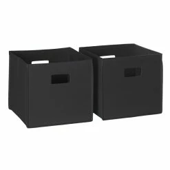 Best Pirce ๐งจ RiverRidge 2-Piece Traditional Fabric Folding Storage Bin Set In Black ๐