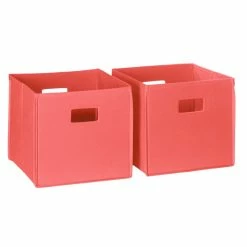 Coupon ๐ RiverRidge 2-Piece Traditional Fabric Folding Storage Bin Set In Coral Pink ๐คฉ