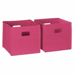 Best reviews of 🛒 RiverRidge 2-Piece Traditional Fabric Folding Storage Bin Set In Hot Pink ⌛
