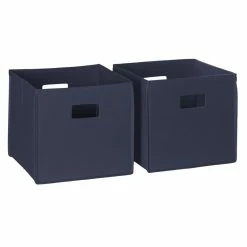 Buy ๐ RiverRidge 2-Piece Traditional Fabric Folding Storage Bin Set In Navy ๐คฉ