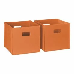 Buy 🤩 RiverRidge 2-Piece Traditional Fabric Folding Storage Bin Set In Orange ⭐