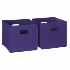 New ๐ RiverRidge 2-Piece Traditional Fabric Folding Storage Bin Set In Dark Purple โ๏ธ
