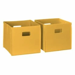 Cheap 🌟 RiverRidge 2-Piece Traditional Fabric Folding Storage Bin Set In Golden Yellow 💯