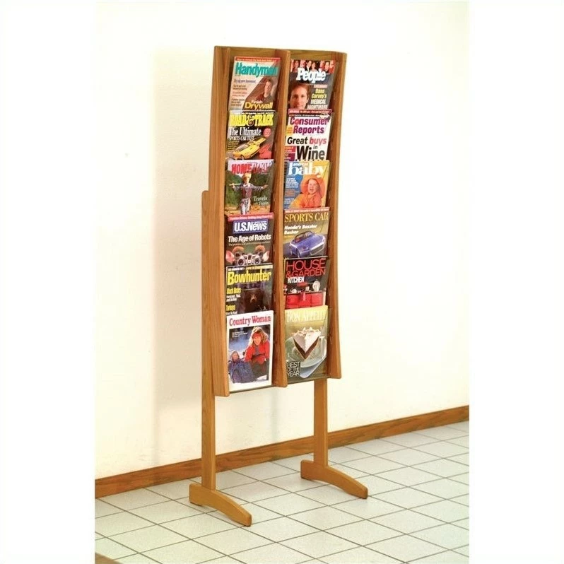 Cheapest ๐ Wooden Mallet 12 Pocket Contemporary Floor Display In Medium Oak ๐