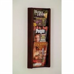 Promo 🤩 Wooden Mallet 3 Pocket Acrylic And Oak Wall Display In Mahogany ✔️