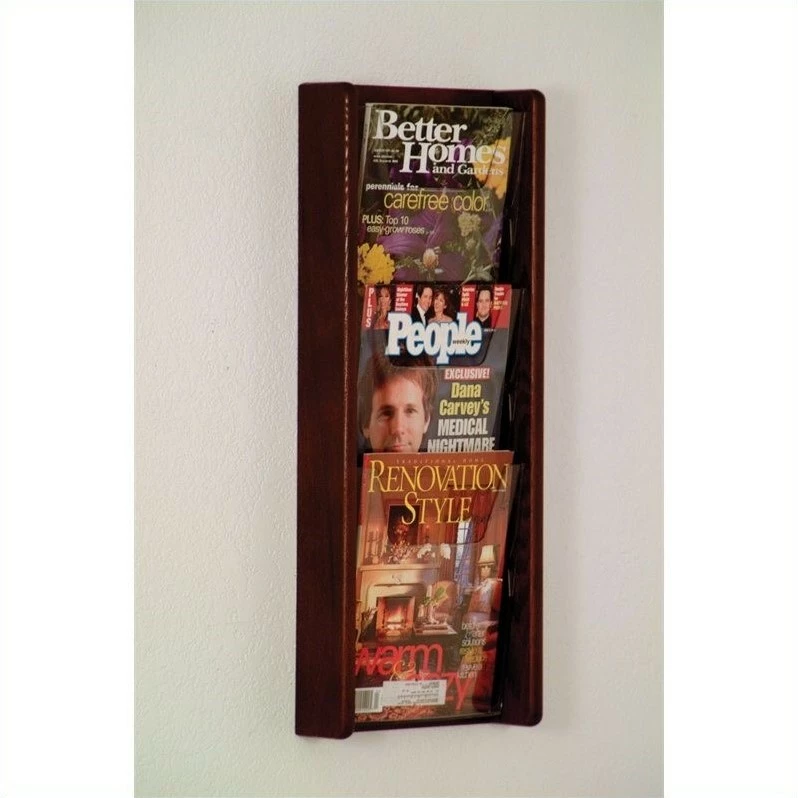 Promo ๐คฉ Wooden Mallet 3 Pocket Acrylic And Oak Wall Display In Mahogany โ๏ธ