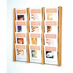 Promo ✨ Wooden Mallet 12 Pocket Acrylic And Oak Wall Display In Light Oak 🎉