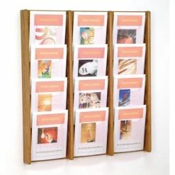 Brand new 👏 Wooden Mallet 12 Pocket Acrylic And Oak Wall Display In Medium Oak 🛒