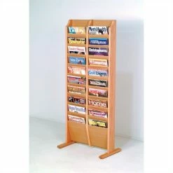 Deals 🔥 Wooden Mallet 20 Pocket Magazine Rack In Light Oak 🤩