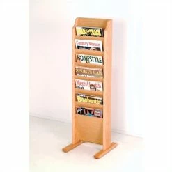 Discount 😀 Wooden Mallet Free Standing 7 Pocket Magazine Rack In Light Oak 👍