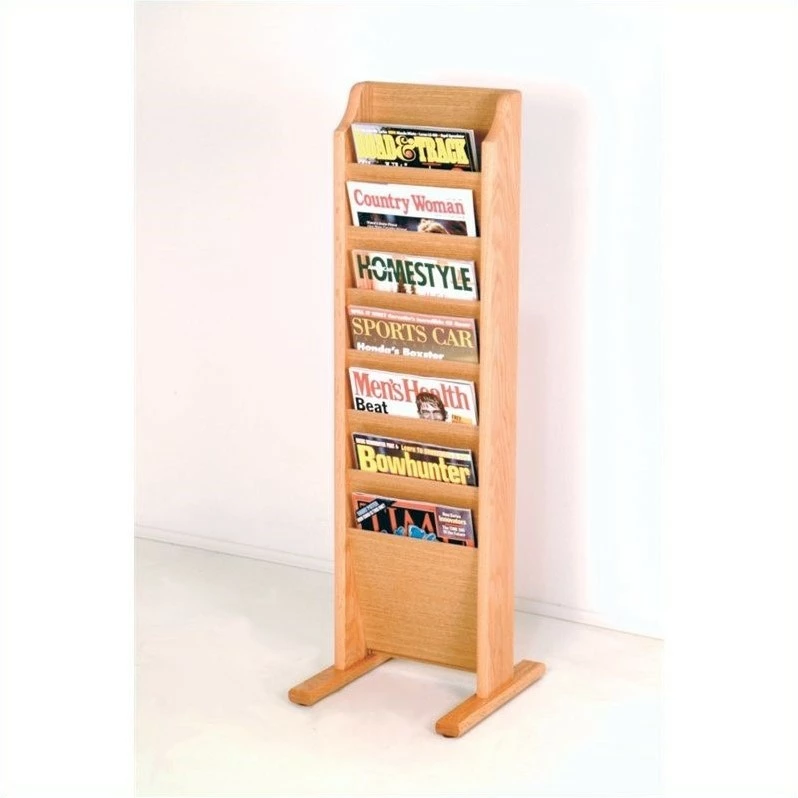 Discount ๐ Wooden Mallet Free Standing 7 Pocket Magazine Rack In Light Oak ๐