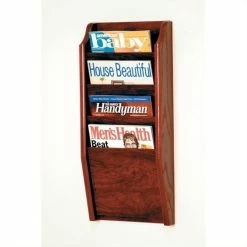 Budget 👍 Wooden Mallet 4 Pocket Magazine Wall Rack In Mahogany ❤️
