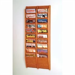 Flash Sale 😍 Wooden Mallet 20 Pocket Wall Mount Magazine Rack In Medium Oak 🥰